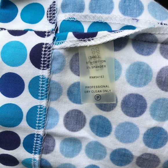 Calvin Klein Blue Polka Dot Fitted Sheath Cocktail Dress - Picture 8 of 12